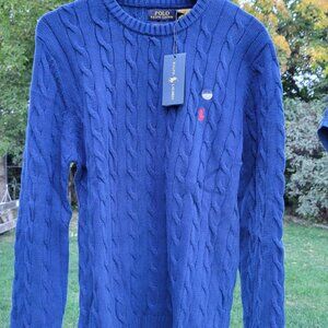 Polo by Ralph Lauren Men's Classic Blue Crewneck Sweater